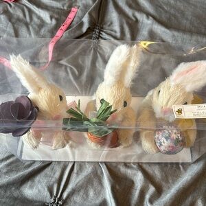 Easter Bunny set of 3 straw cute shelf decor new